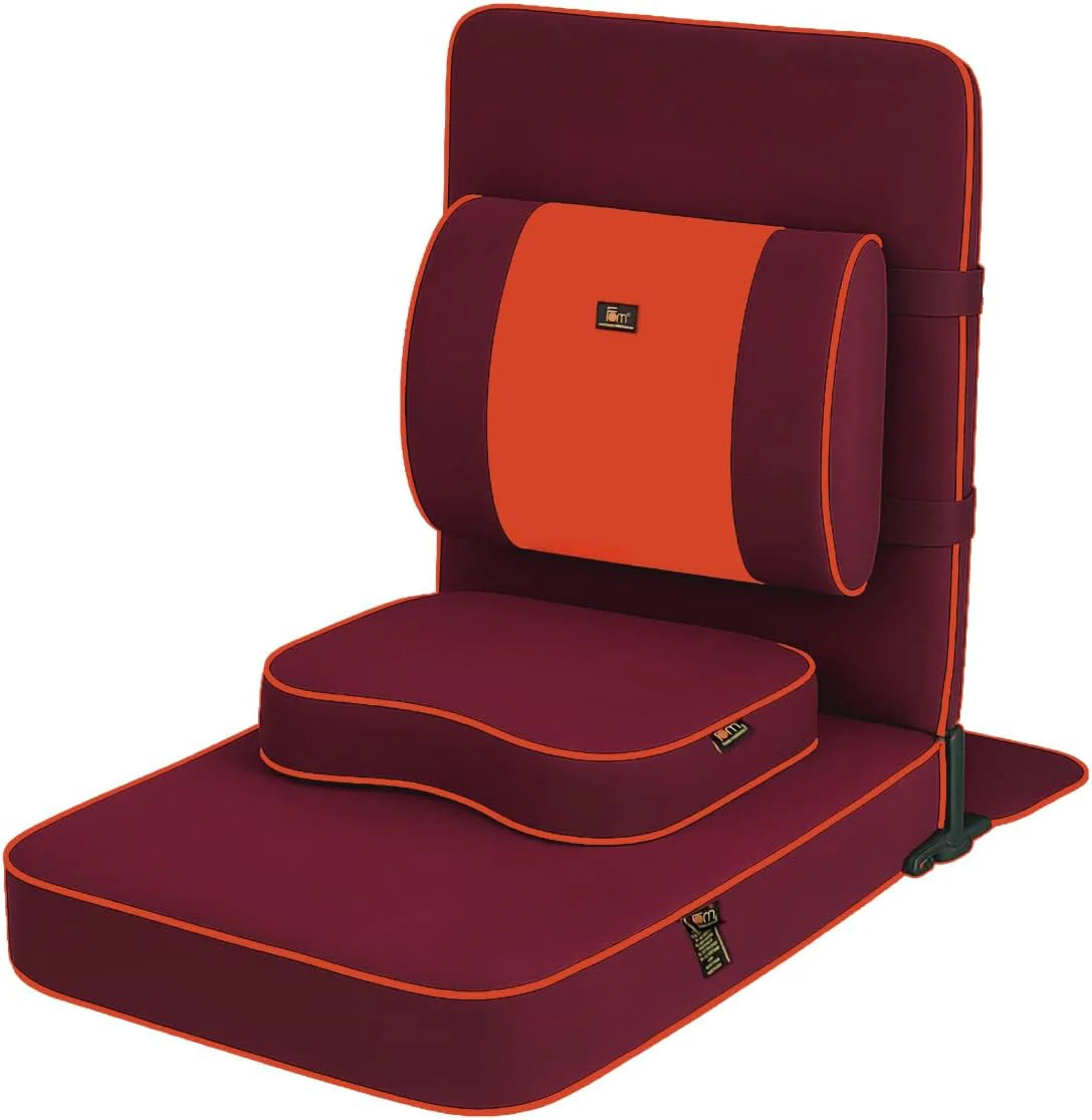 Ground chair. with backrest support | Adult yoga chair | Portable folding chair | Yoga chair with cushion and meditation pad | Black | 24x22 inches
