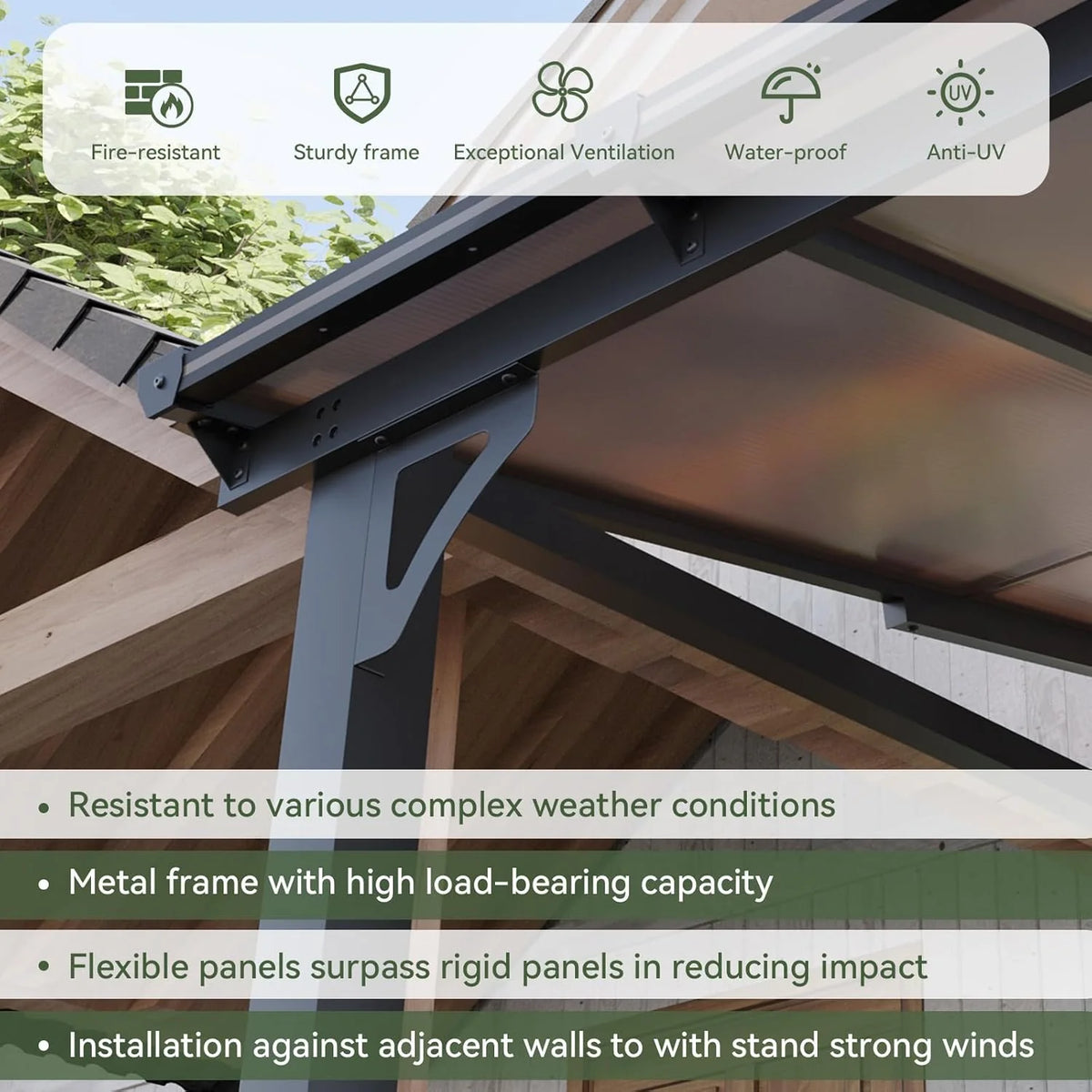 10' x 12' Gazebo for Patio. Gazebo Pergola with Sloped Roof. Large Wall-Mounted Heavy Duty Awnings. for Backyard. Deck. Patio