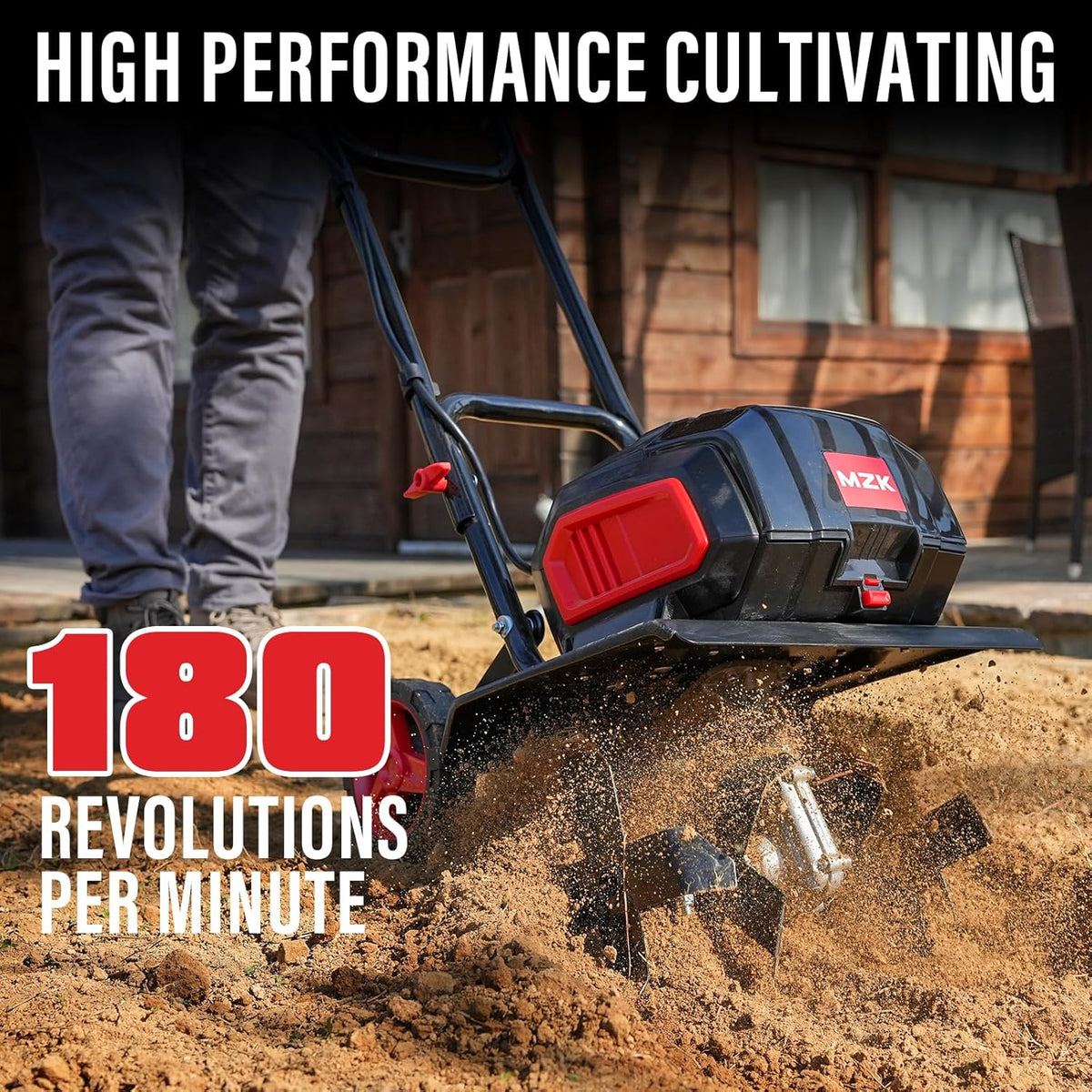 40V 12-inch Cordless Garden Tiller. Battery Powered Garden Cultivator. 2 * 4.0Ah Battery and Fast Charger Included
