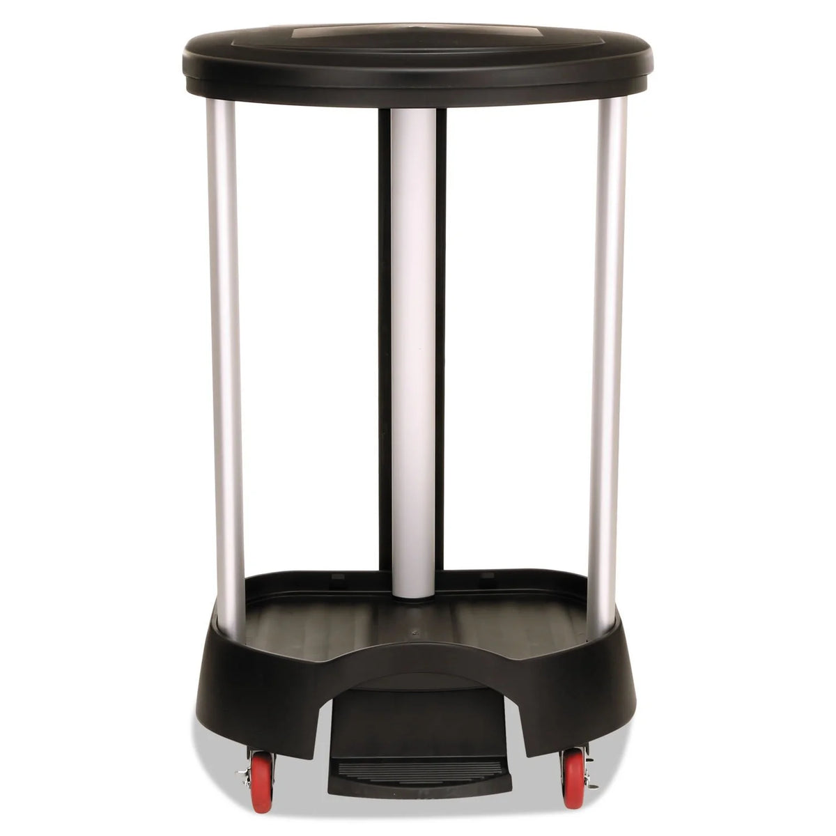 Administrative series floor-standing clothing storage basket / laundry basket. with front locking casters. capacity 30 gallons. black. without handle cover. suitable for hospitals / medical laboratories / commercial premises