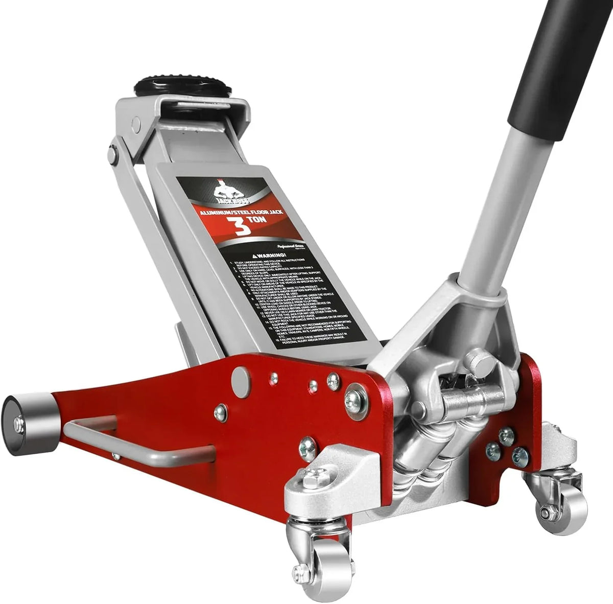 3 Ton Low Profile. Aluminum and Steel Racing Floor Jack with Dual Pistons Quick Lift Pump for Sport Utility Vehicle. Lifting Range 3-15/16 min to 18-