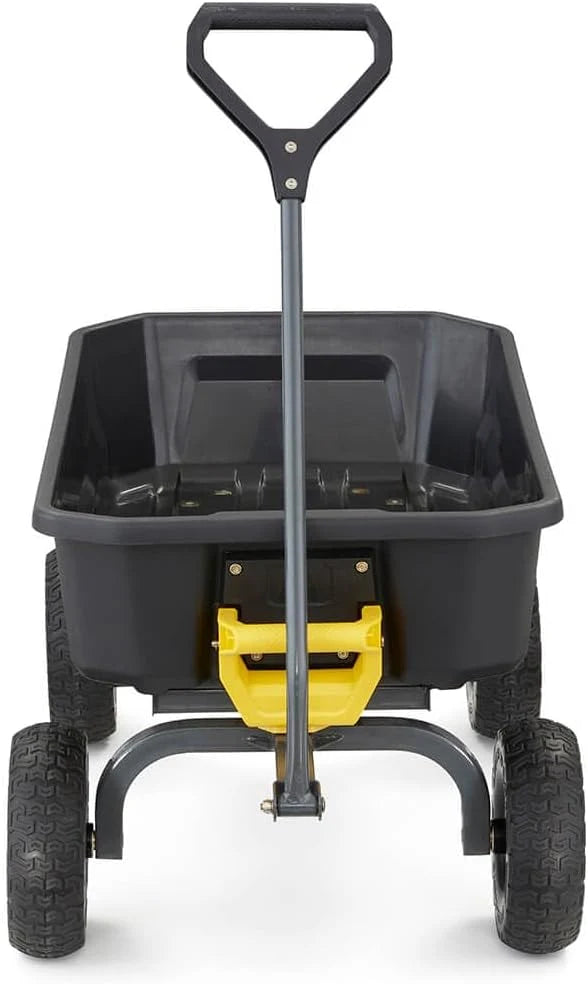 7-Cubic-Foot Poly Dump Garden Cart with No-Flat Tires. 1.200-Lb. Capacity. Black