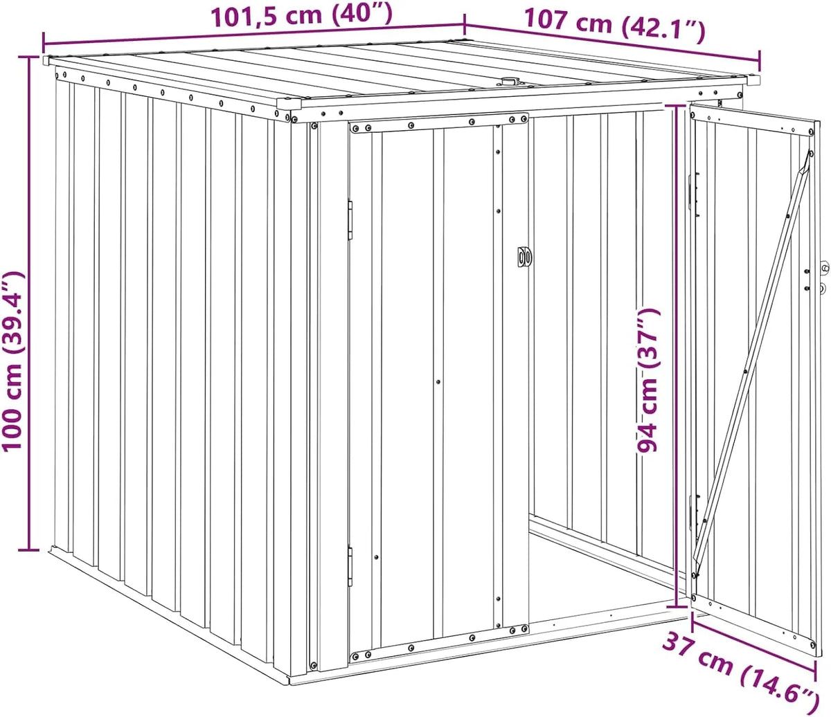 vidaXL Gartenlagerbox Schwarz 101.5 x 107 x 100 cm Stahl. Stylischer. rechteckiger Tisch für jeden Essbereich. pflegeleicht. Elegantes Design. vielseitig einsetzbar - EIN echtes Zuhause!