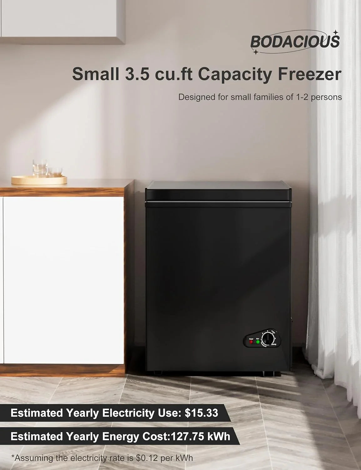7.0 Cu Ft Chest Freezer - Energy Efficient & Quiet Mini Freezer with Adjustable Thermostat - Compact Deep Freezer for Home. Apartment. and Garage - Removable Basket & Defrost Drain