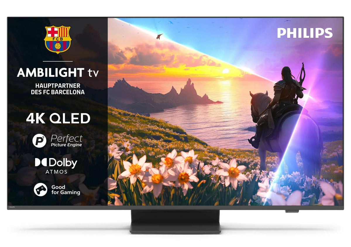 Philips Ambilight 55PUS8600 4K QLED Smart TV - 55 Zoll Display mit P5 Perfect Picture Engine Ultra HD. Titan OS. Dolby Vision und Dolby Atmos Sound