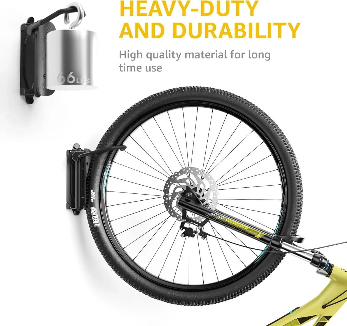 2-Pack Swivel Bike Wall Mount. Garage Bike Hangers. Holds Up to 66 lbs