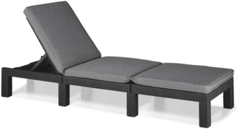 Allibert by Keter Daytona Deluxe Sonnenliege für Garten. Terrasse & Balkon mit verstellbarem Kopfteil. grau. inkl. Auflage. Gartenliege aus Kunststoff