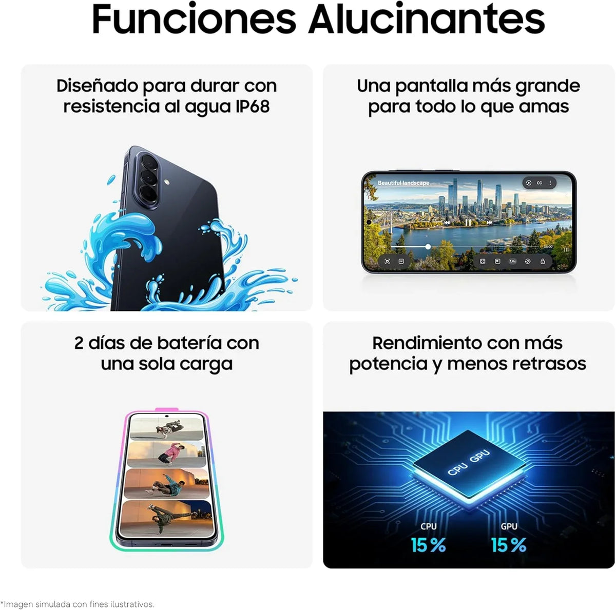 Samsung Galaxy A57 5G. 512GB. Móvil Fino con IA. 8GB. Gran Angular 50MP. Autonomía 2 Días. Batería 5000mAh. IP68. Garantía del Fabricante 3 Años + 1