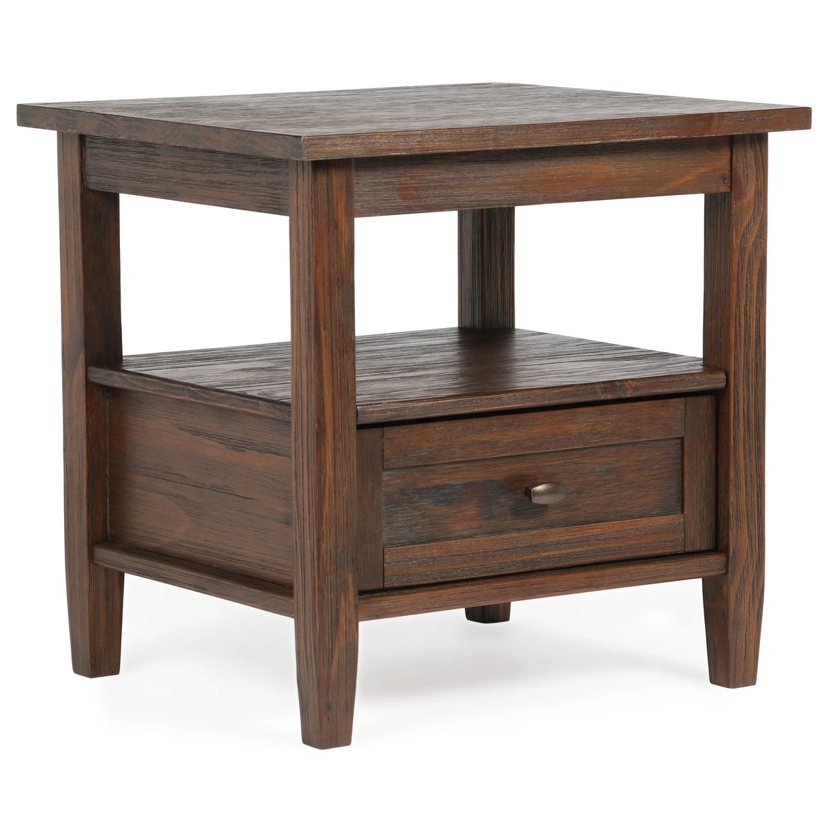 20 Inch Wide Solid Wood Rectangle End Table. Transitional Side Table