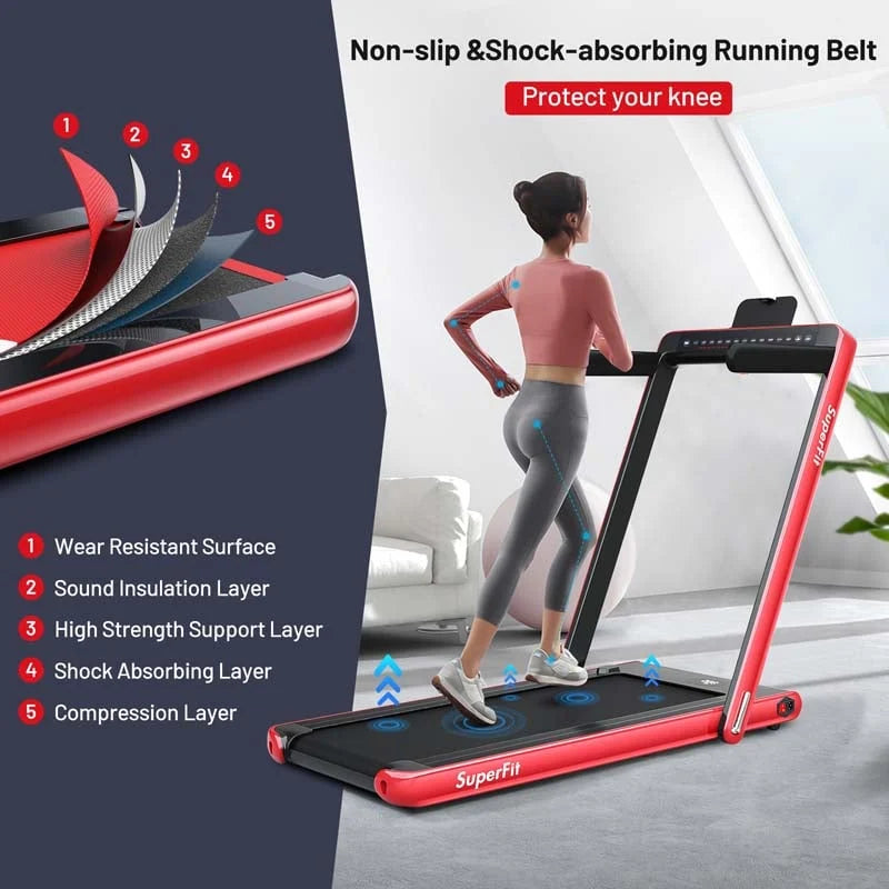 2-in-1 Folding Electric Treadmill. 2.25 HP. Under-Desk. with Dual Display and Smart App Control