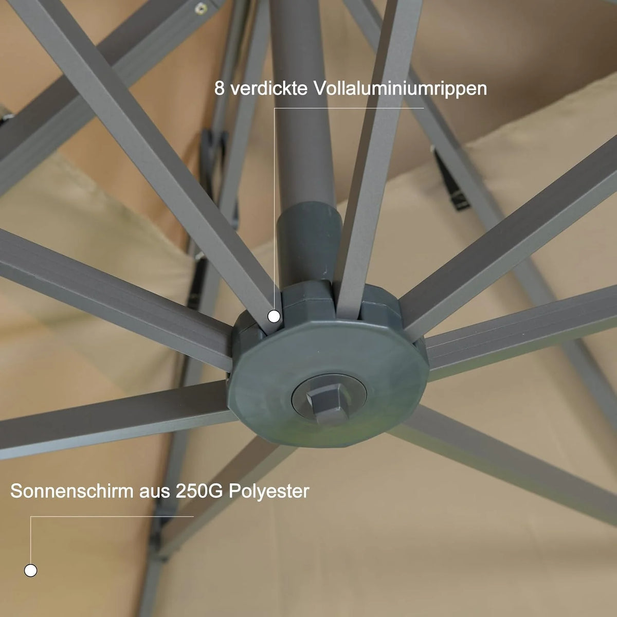 LKINBO Sonnenschirm 300 x 400 cm Rechteckig mit Ständer und Kurbel. Groß Ampelschirm Terrassenschirm 360°Drehbar Parasol Windfest Gartenschirm