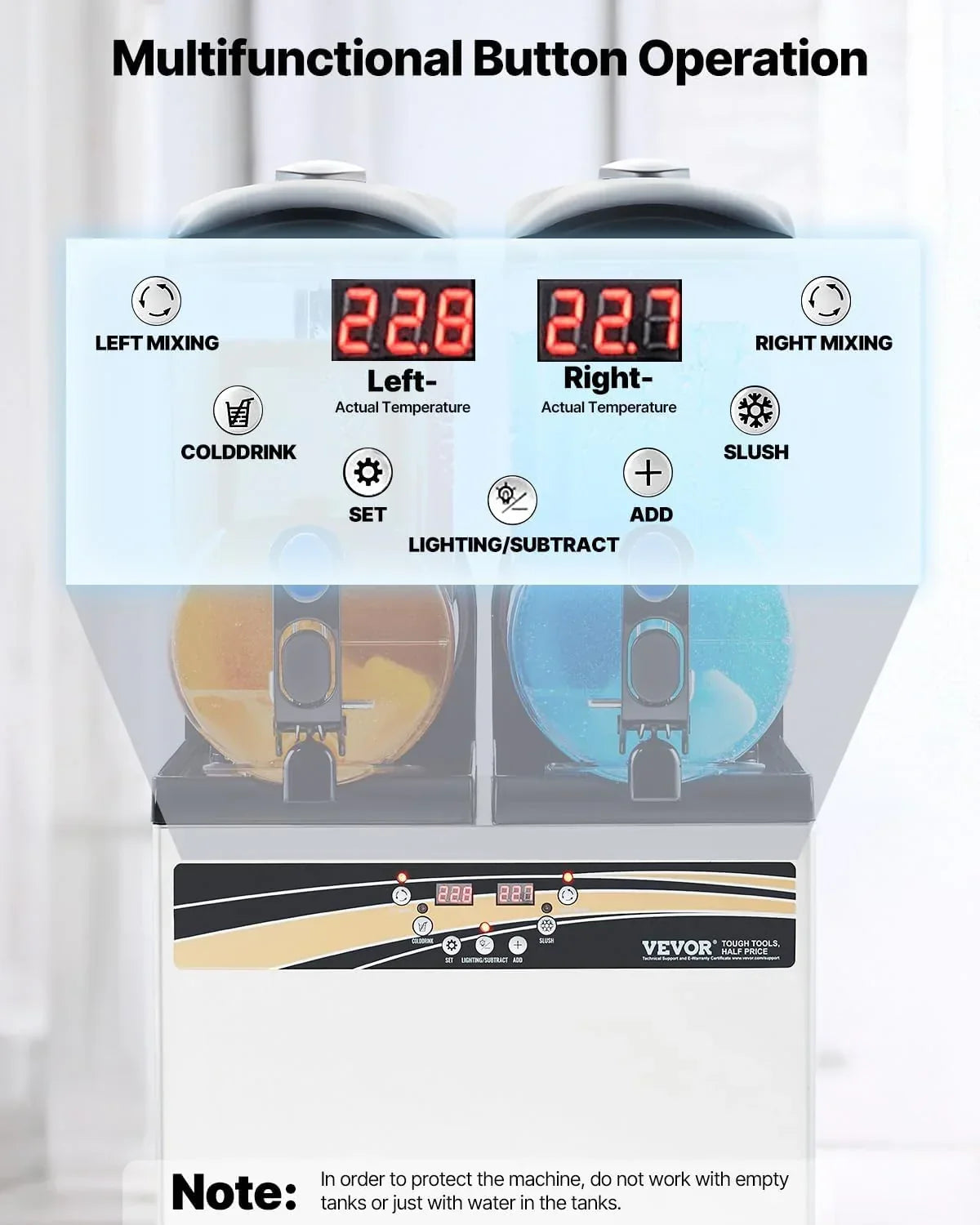 15L x 2 Double-Tank Commercial Slushy Machine. Stainless Steel. Frozen Drink Machine