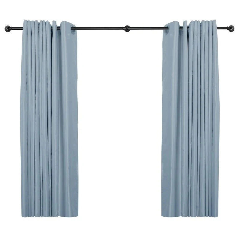 1 Inch Industrial Curtain Rods for Windows. Blackout Wrap-Around Rods. Rustic Matte Black