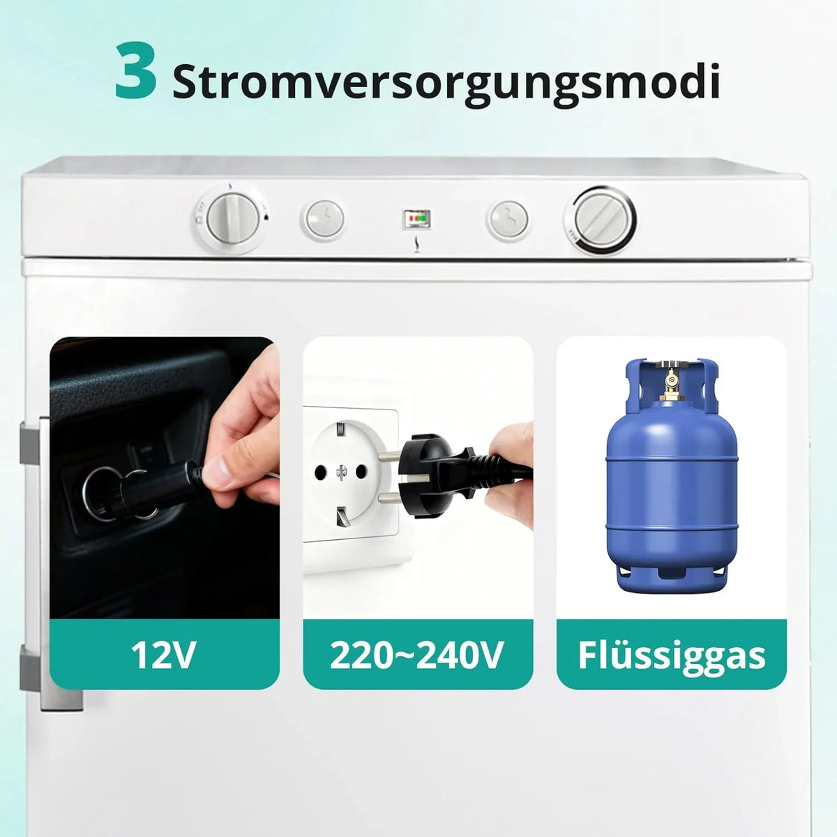 SMETA Gaskühlschrank Gefrierschrank 12V/230V/Gas. Kühlschrank Mit Gefrierfach 100L. Leiser Kombikühlschrank Für Camping. Zuhause. Wohnwagen. Garage.