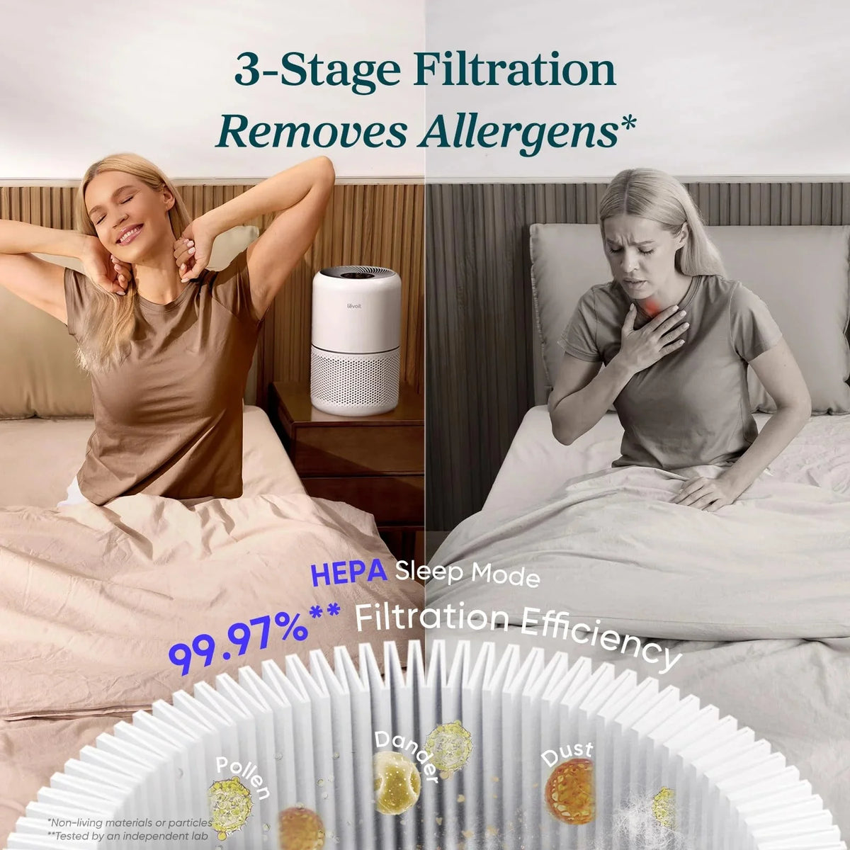 2 Pack Air Purifiers for Home. Compact Air Cleaners for Dust. Allergens. Pet Dander and Odors