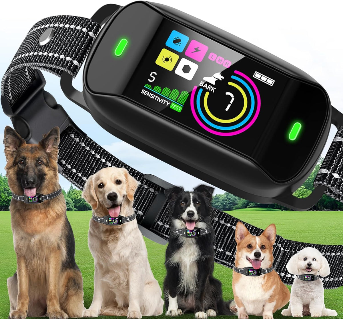Smart Dog Bark Collar. Anti Barking Training Collar with 4 Training Modes. 5 Adjustable Sensitivity Levels. Waterproof and Magnetic Charging. Smart Bark Collar for Large Medium Small Dogs (Black)