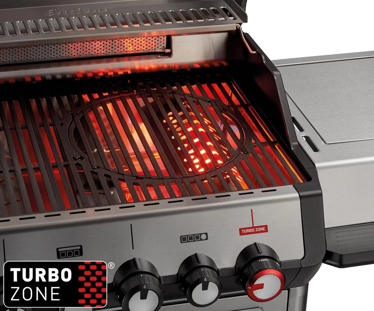 Enders Gasgrill Monroe Pro 4 SIKR Turbo. 4-Brenner. mit Kocher und Infrarot-Heckbrenner. PanoVision Sichtfenster. Gussrost. Aluguss Grill. 800 °C
