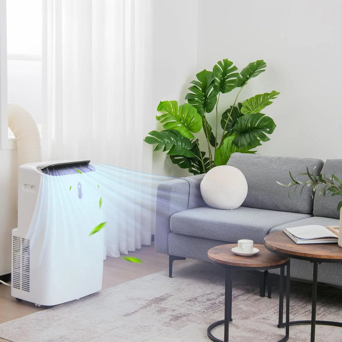 GOPLUS 14000 BTU Klimaanlage mit Abluftschlauch. 5 in 1 mobiles Klimagerät: Kühlen. Heizen. Entfeuchten. Belüften. Schlafmodus | für Raumgröße bis