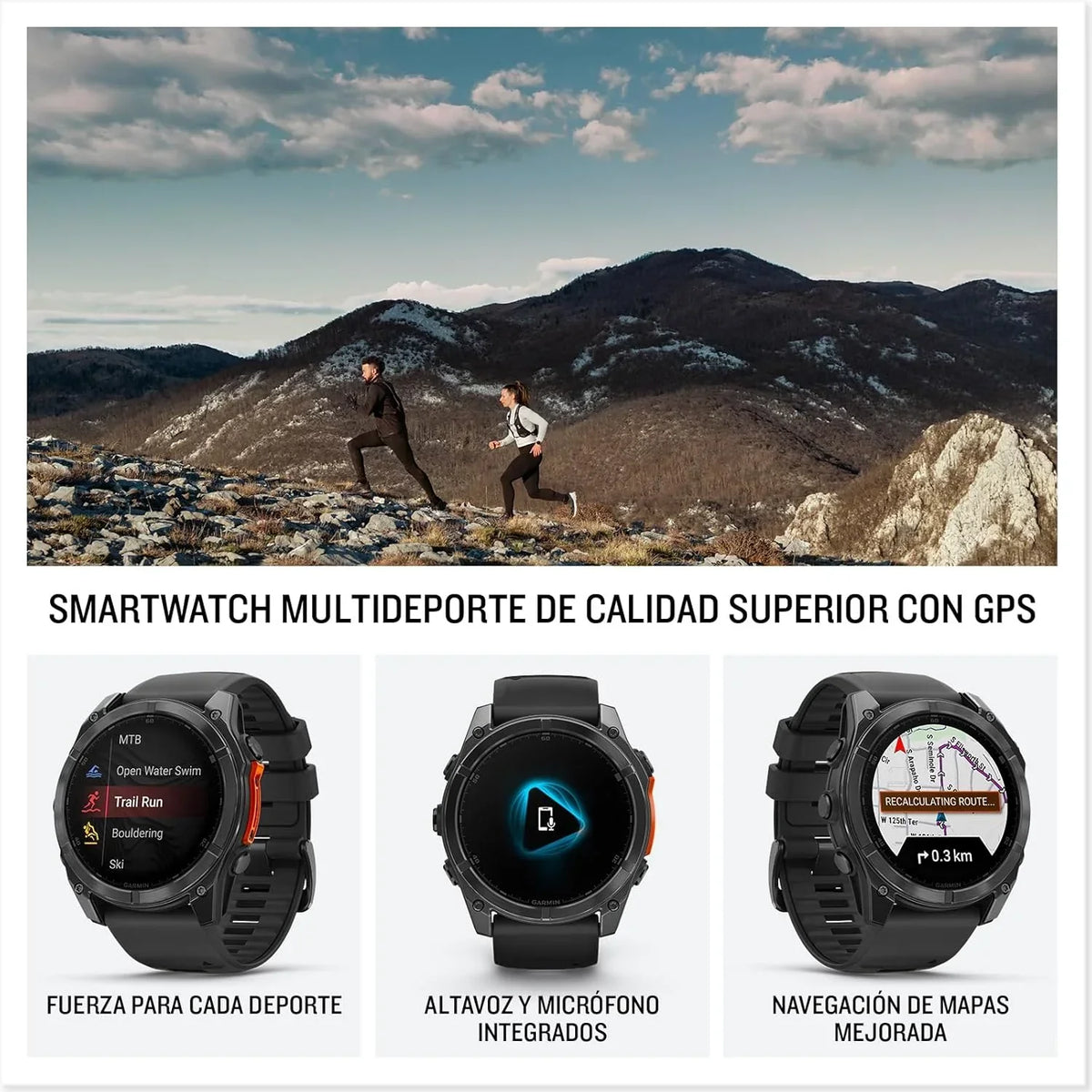 Garmin fēnix 8-51mm - Reloj de Alto Rendimiento GPS Multideporte con Pantalla táctil AMOLED. Linterna LED. Altavoz y micrófono Integrados. Mapas y