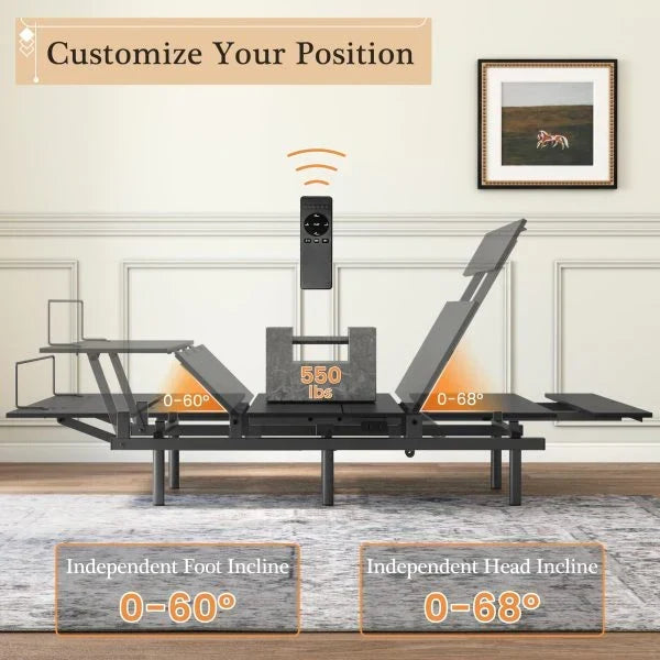 Adjustable Bed Frame -Wireless Remote -Memory Function -Adjustable Bed Base -Head and Foot Lift Incline -Zero Gravity -Quiet Motorfor Lying Down.