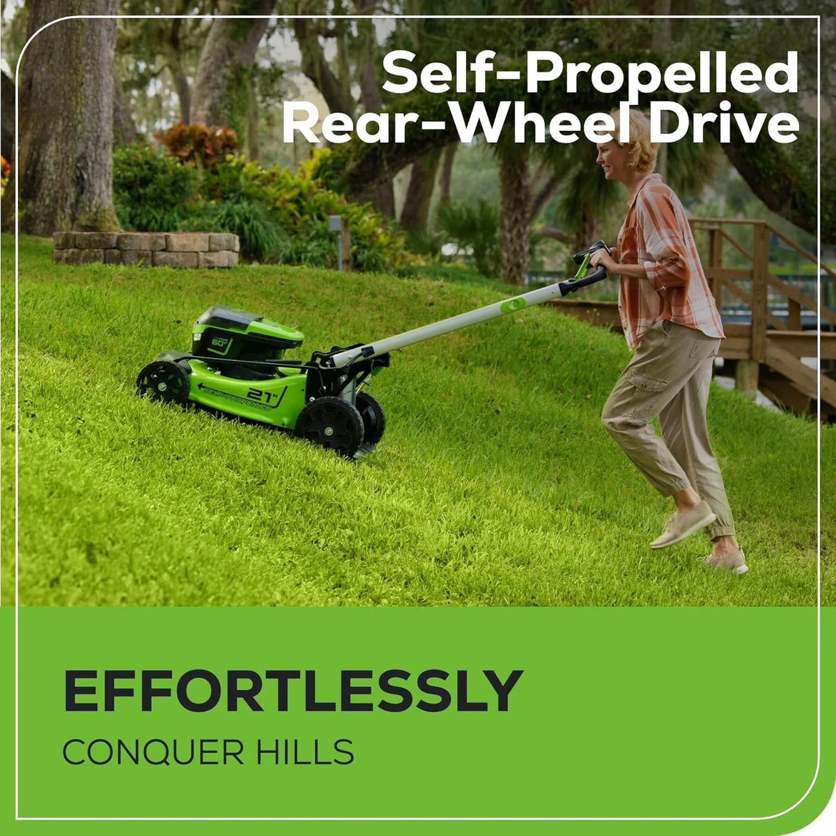 60V 21 Cordless (Self-Propelled) Lawn Mower . 2 x 4.0Ah Batteries and Dual Port Rapid Charger