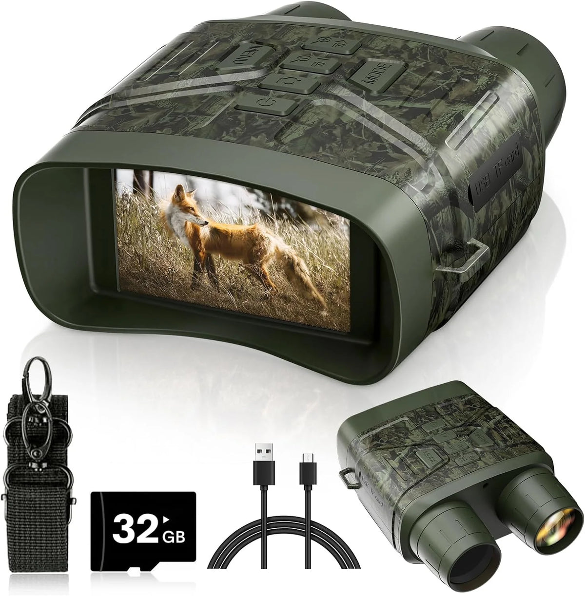 Night Vision Goggles - 4K Night Vision Binoculars with 5000mAh Rechargeable Battery. 32GB TF Card can Save Photo and Video. 3'' HD Screen for Camping & Security. Black
