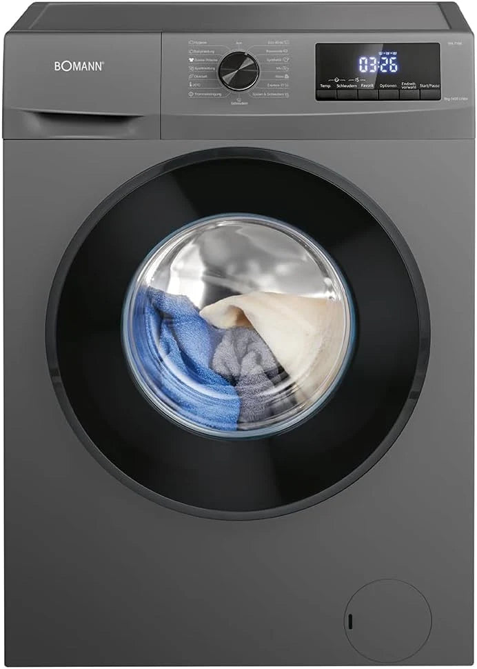 Bomann Waschmaschine 8kg | max. 1400 U/min | 10 Jahre Motor-Garantie | robuster. leiser & langlebiger Invertermotor | 15 Waschprogramme | LED-Display