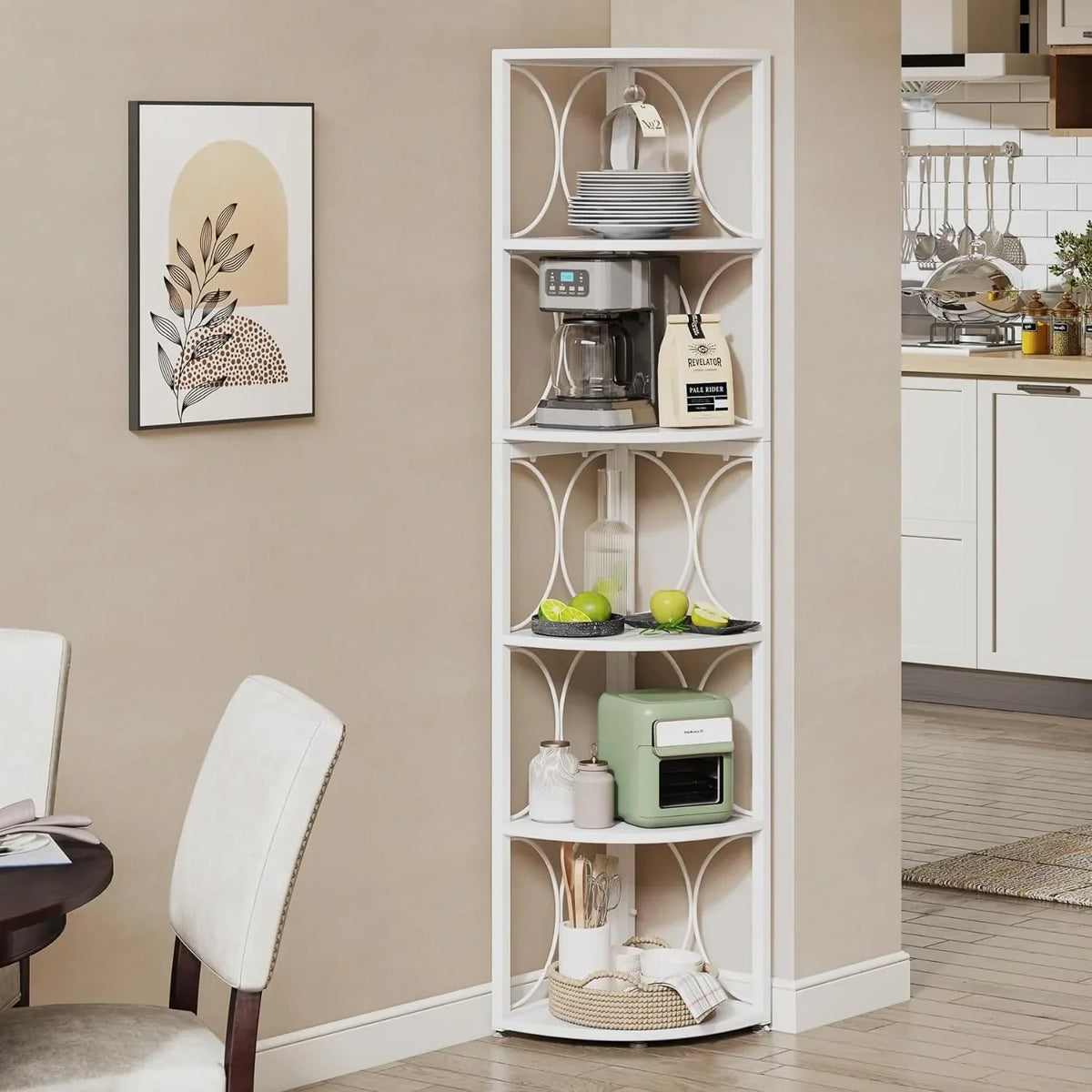 67 Inch Tall Corner Shelf. Freestanding Corner Bookshelf and Storage Shelving Unit