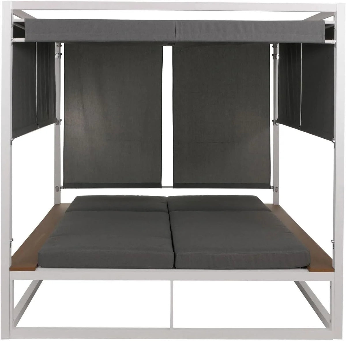 Mendler Aluminium Lounge-Gartenliege HWC-M63b. XL Sonnenliege Daybed. 10cm-Polster 200cm - weiß Polster grau