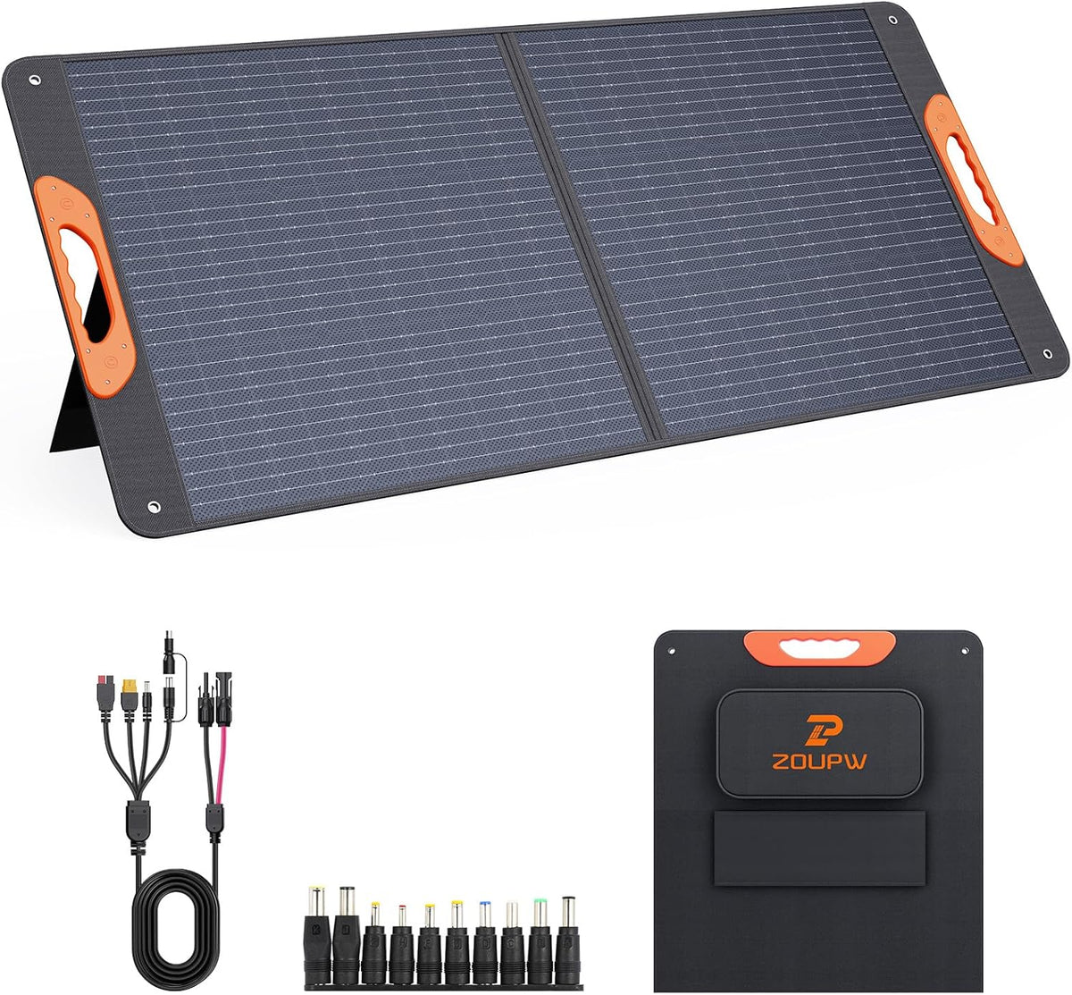 200 Watt Portable Solar Panel for Power Station.RV Essentials.200W 20V Foldable Solar Charger with Solar Cable.23.5% High Efficiency IP67 Waterproof 4 Kickstands for Camping RV Road Trip