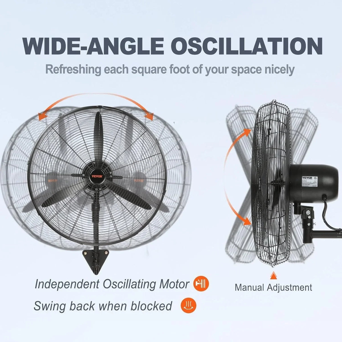 VEVOR Nebelventilator. 61.6 cm oszillierender. wasserdichter Ventilator. 3 Geschwindigkeiten. 7000 CFM. gewerblicher oder privater Ventilator zur