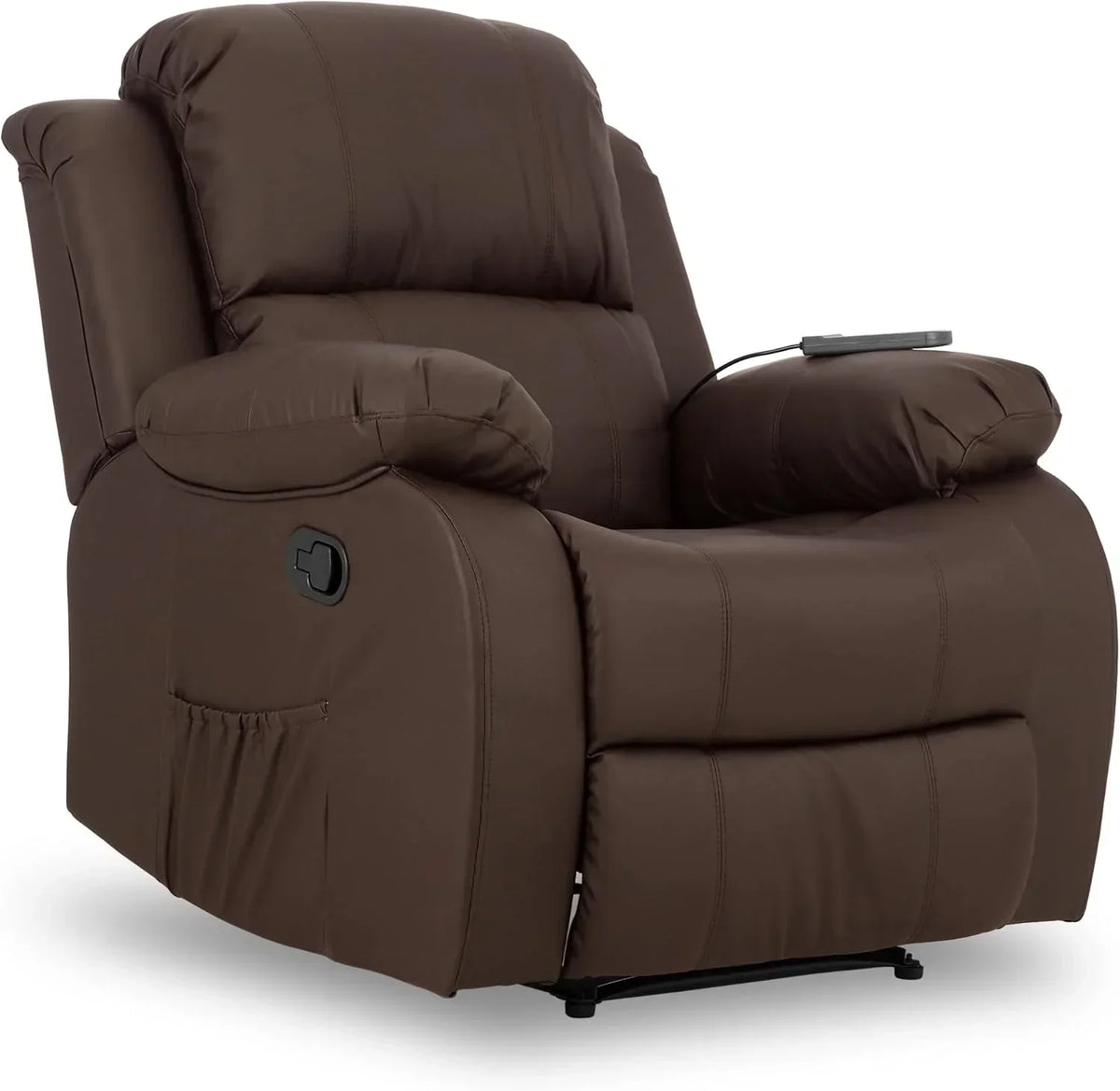 Don Descanso - Sillón Masaje Relax Calor Trevi Negro Reclinable 160o con 8 Motores Silenciosos. Calor Lumbar. Sist. Masaje 4 Zonas y Acabado en PU