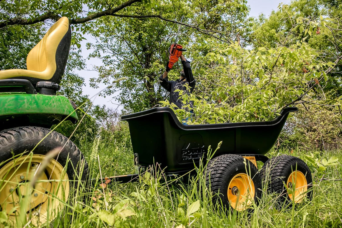 Heavy Duty Tandem Axle Cubic Foot ATV UTV Lawn Mower Trailer TA1200 and Wide Track Rubber Wheels Hauling Outdoor-Black. 1200 lbs. -15 cu.ft