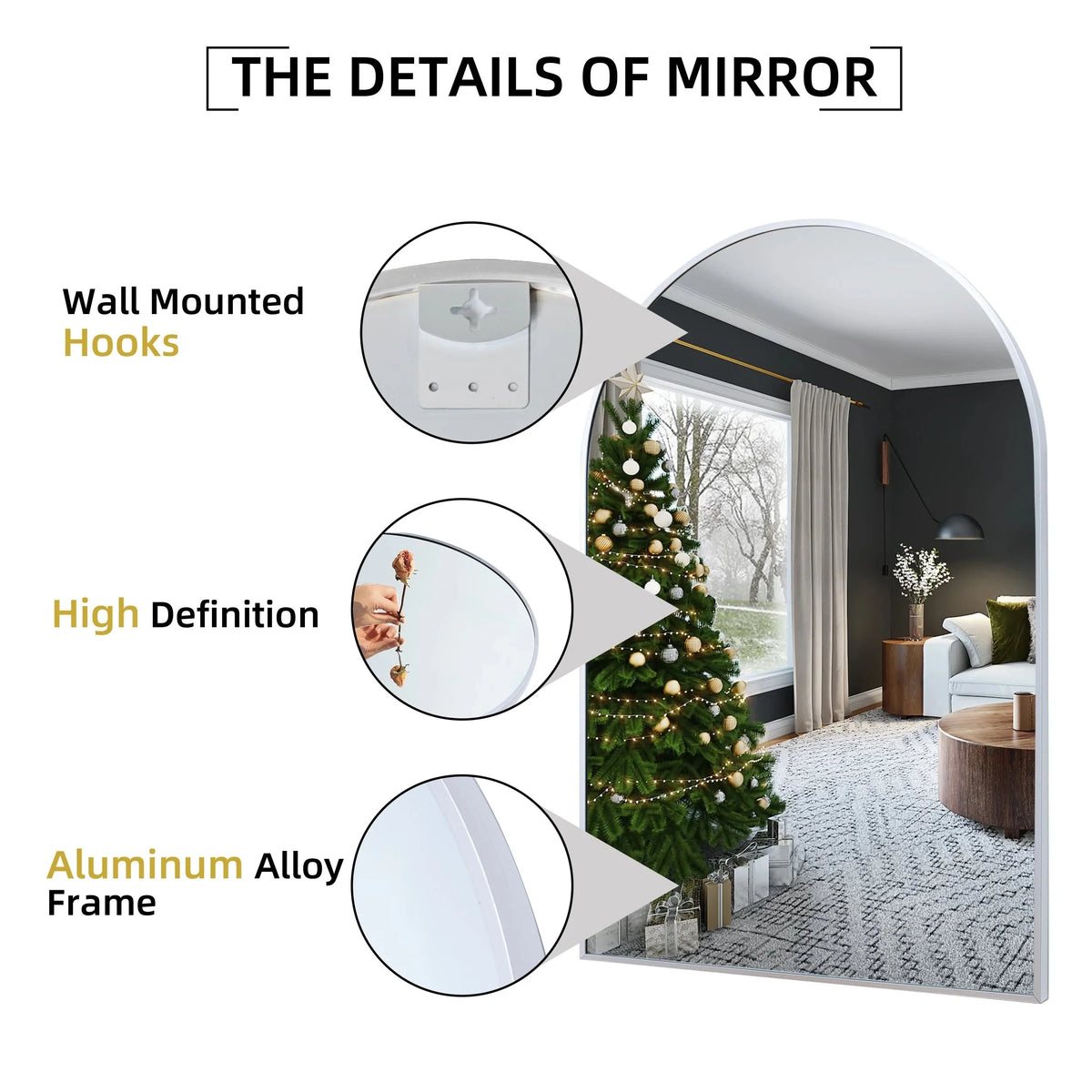 2 Pack 36x24 Inch Arched Bathroom Vanity Mirrors. Wall Mounted Decorative Mirrors for Bathroom and Bedroom