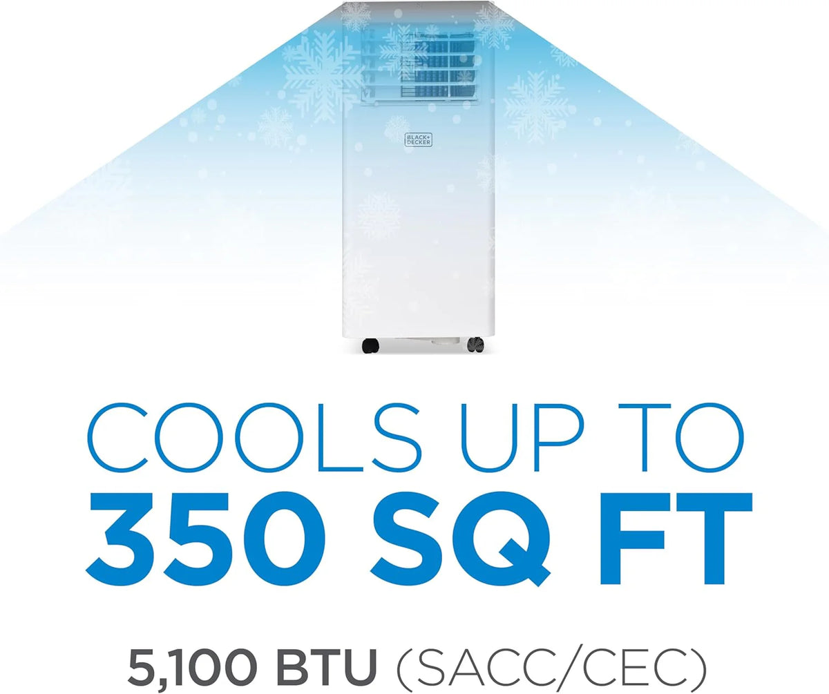Portable Air Conditioner. 12.000 BTU (8.000 BTU SACC) for Rooms up to 550 Sq. Ft.. Portable AC with Follow Me Remote Control and Window Kit. BPACT12WT. White
