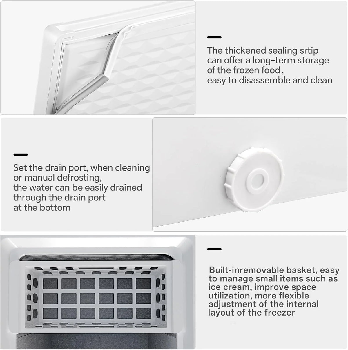 3.5 Cubic Feet Chest Freezer with 2 Removable Baskets Free Standing Top Open Door Compact Freezer with Adjustable Temperature for Home/Kitchen/Office/Bar (3.5 Cubic Feet. White)