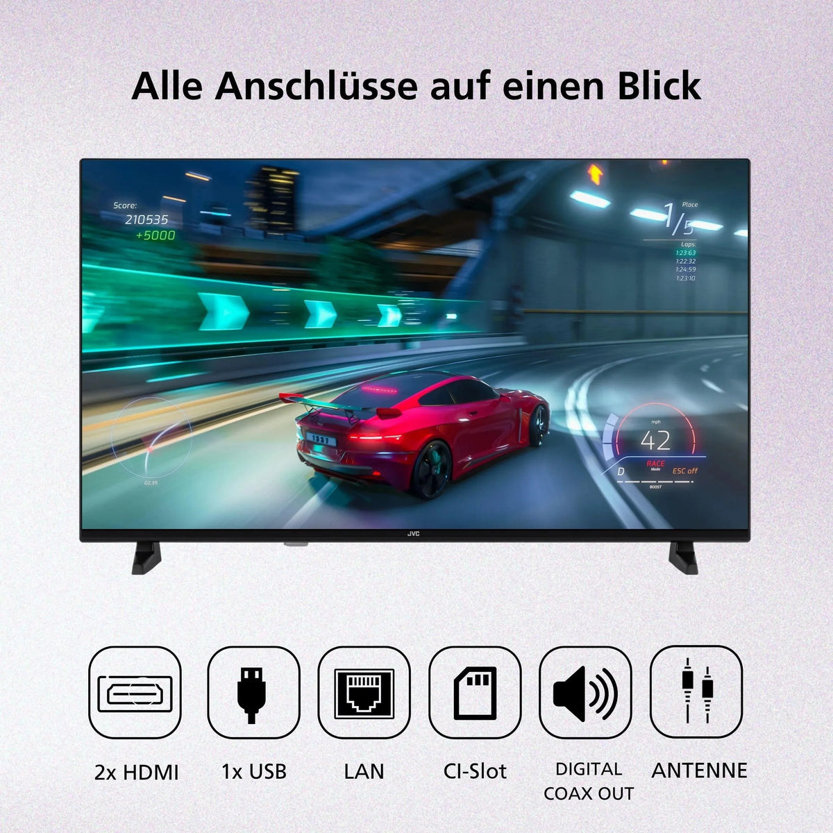 JVC Fernseher 40 Zoll Smart TV VIDAA Full HD HDR Fernseher mit 100 cm Bildschirmdiagonale und integriertem Triple-Tuner. LED TV LT-40VDF2555 (2026)