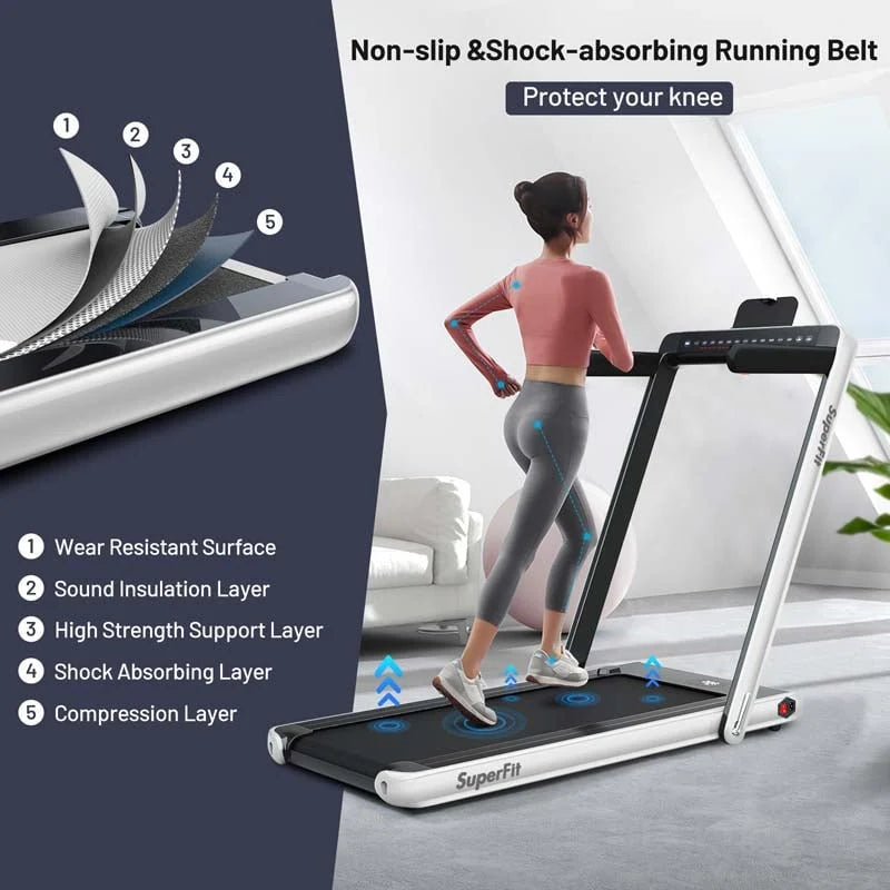 2-in-1 Folding Electric Treadmill. 2.25 HP. Under-Desk. with Dual Display and Smart App Control