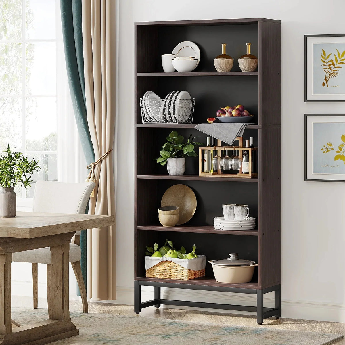 70.87 Inch Tall 5-Tier Bookcase. Large Bookshelf with 31.5 Inch Wide Storage