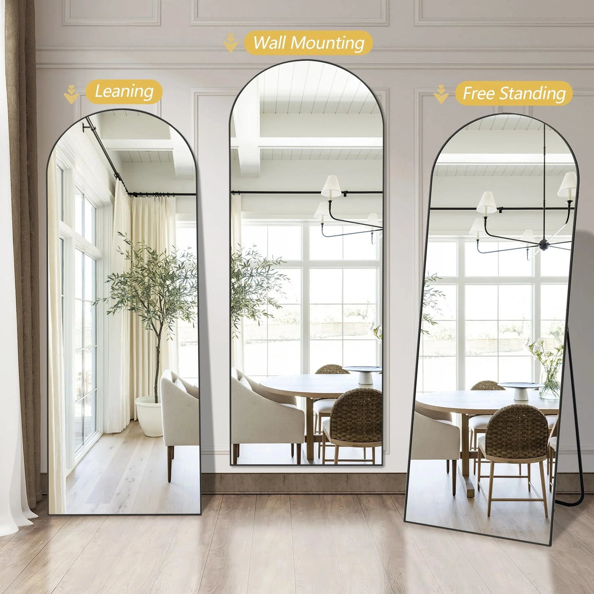 64x21 Full Length Floor Mirror. Large Full Body Aluminum Alloy Frame Standing Mirror with Stand and Wall Mount Option