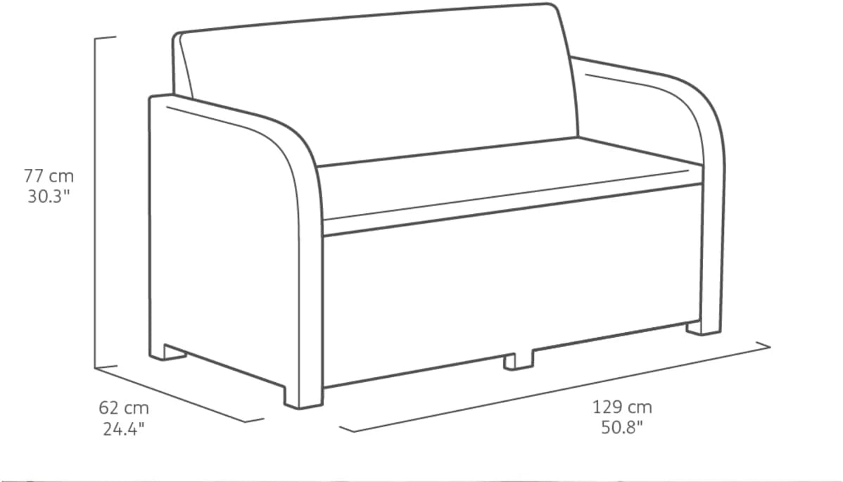 Allibert by Keter Modena Gartenmöbel Set aus Kunststoff. inkl. Sitzkissen. grau. 4-teilig. 2 Sessel. Sofa & Tisch. für Garten. Balkon & Terrasse.