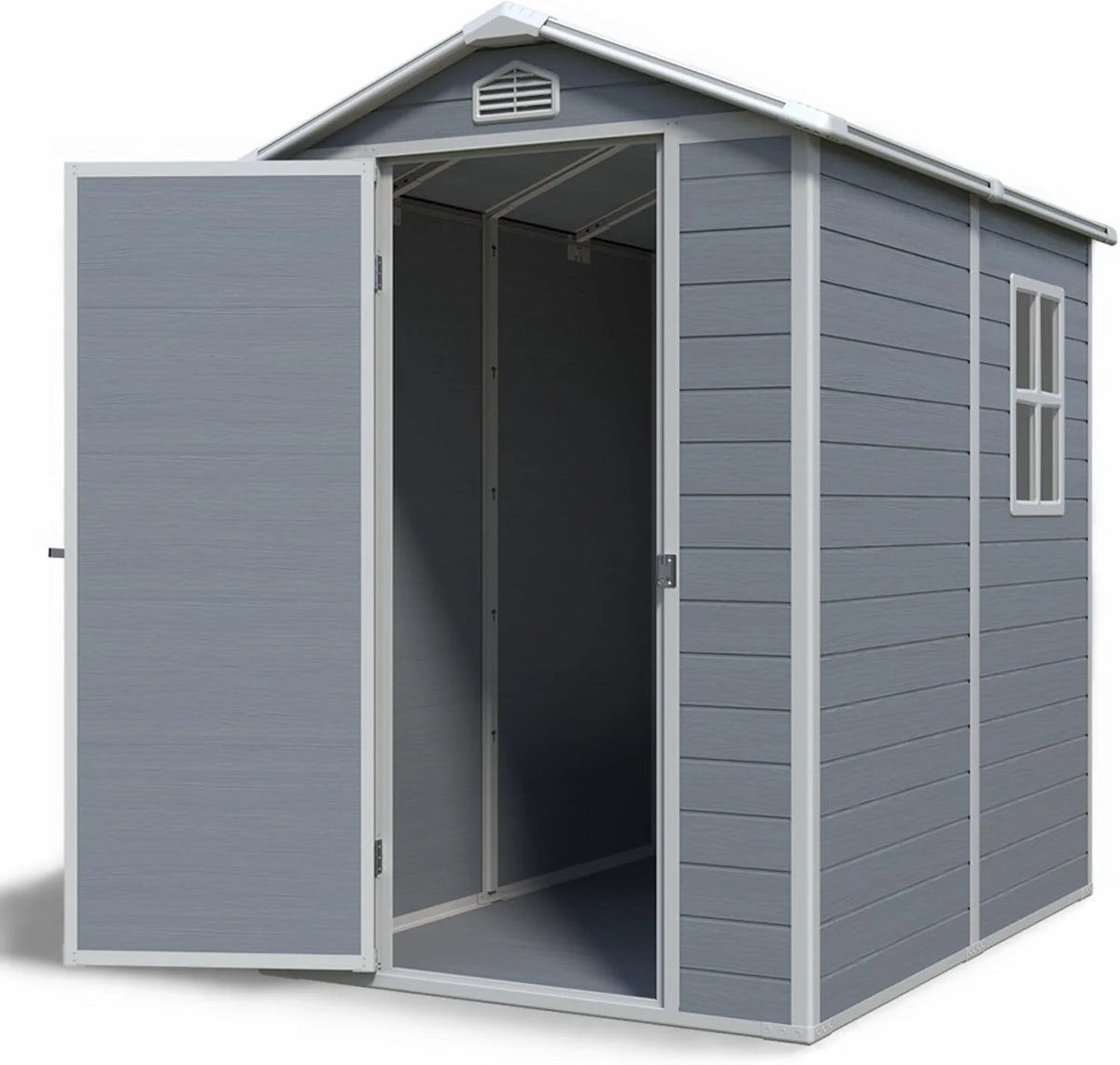 Gartenhaus Lönneberga 2.5m² Kunststoff | Polypropylen (PP) Geräteschuppen witterungsbeständig 124 x 191 x 167/199 cm (B x T x H) grau