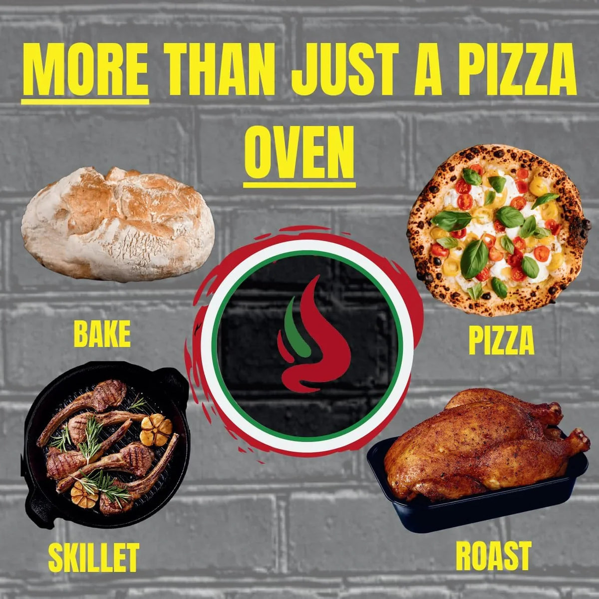 MAPZ-SS 12000 BTU Multi-Fuel Countertop Table Top Stainless Steel Portable Outdoor Cooking Kitchen Backyard Propane Gas Pizza Making Baking Oven Roasting Grill - Pizza Stone Included