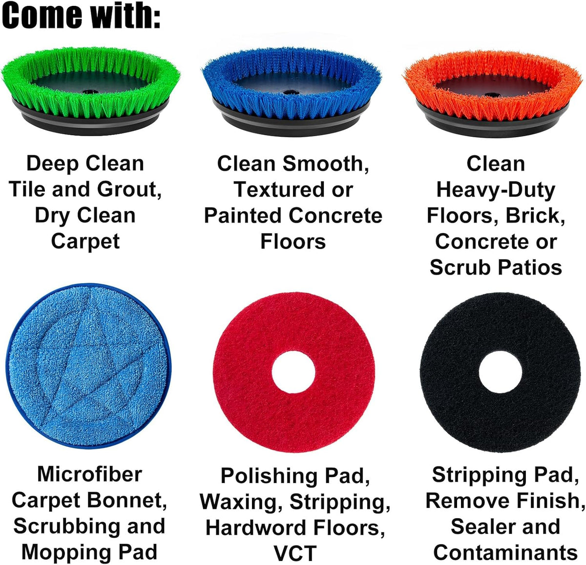 Commercial Floor Scrubber Machine with Brushes and Pads. Heavy Duty Floor Buffer Polisher and Cleaner- Deep Cleaning Tile and Grout. Hardwood Floors and Carpets without Getting on Hands and Knees