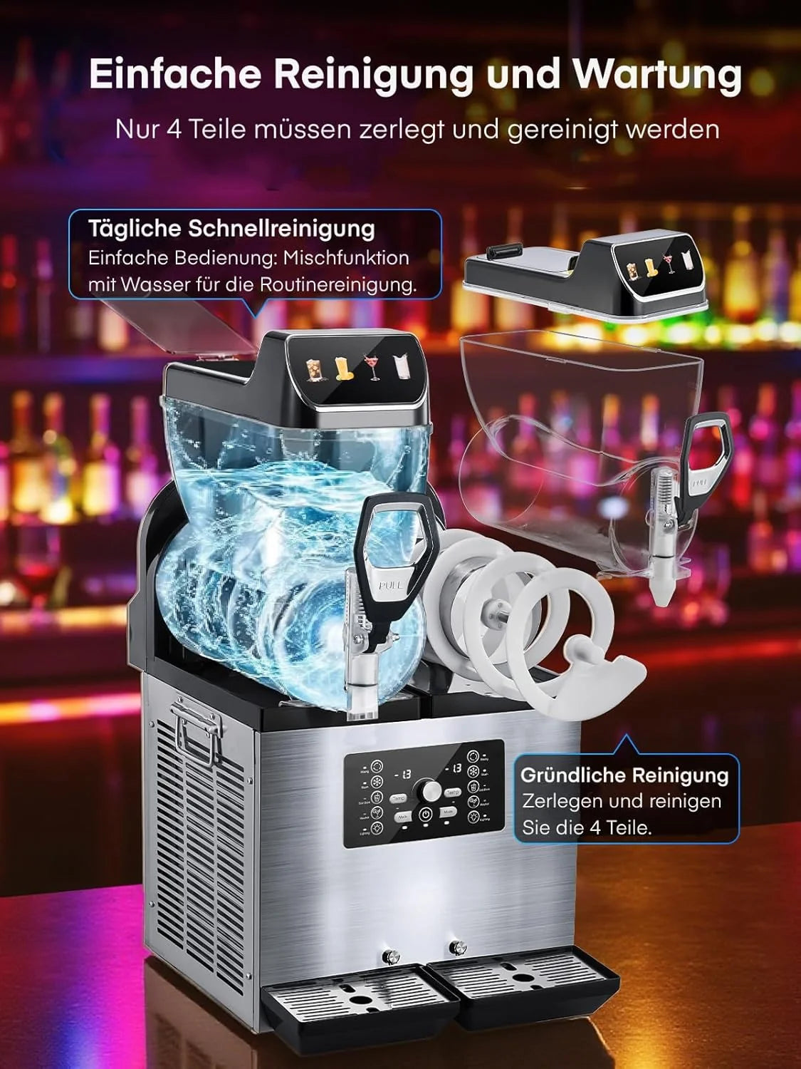 FOHERE Kommerzielle Slush Maschine. 30L Tanks Slush Eis Maschine.Unabhängige Tank Kontrolle. Slushie Maschine für Restaurants Café Bars Party