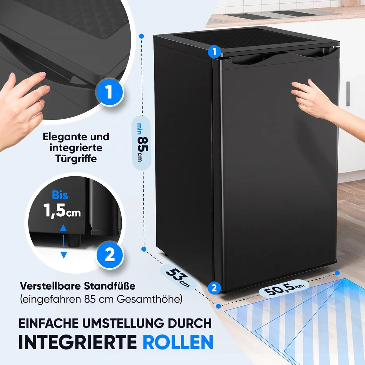 Stillstern Gefrierschrank C (73L) 4-Sterne-Gefrierfach -18°C ger. Energiever. Mini Freezer mit 3 Fächer. stufenlos reg. Temp.. kleine Tiefkühltruhe.