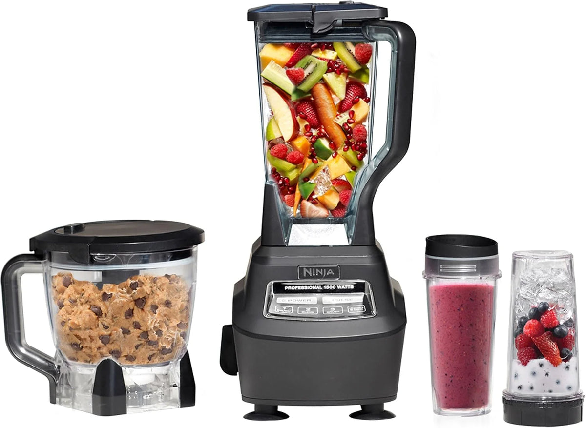 1500W Blender and Food Processor System with 72-Oz. Pitcher. 64-Oz. Bowl and 16-Oz. To-Go Cups. Black