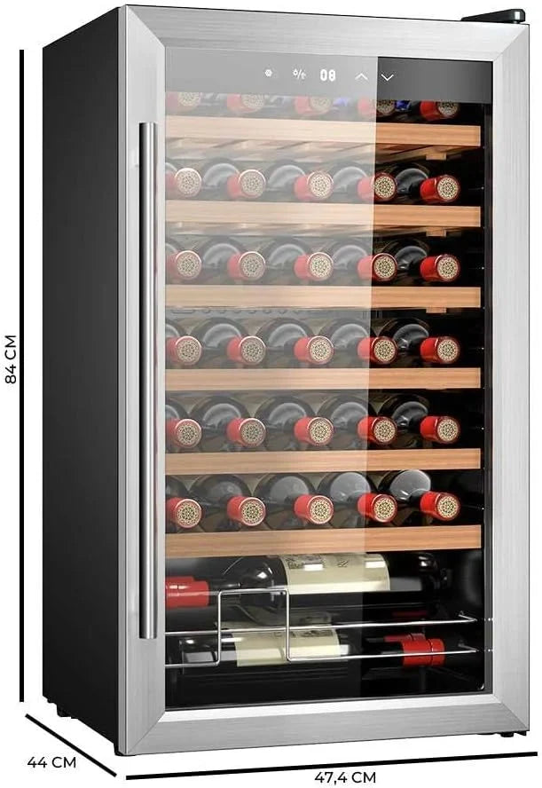 Cecotec Vinoteca 34 botellas Bolero grandsommelier 34030 inox compressor. 80 L. Enfriamiento por compresor. Temperatura regulable de 5 a 18oC. Control