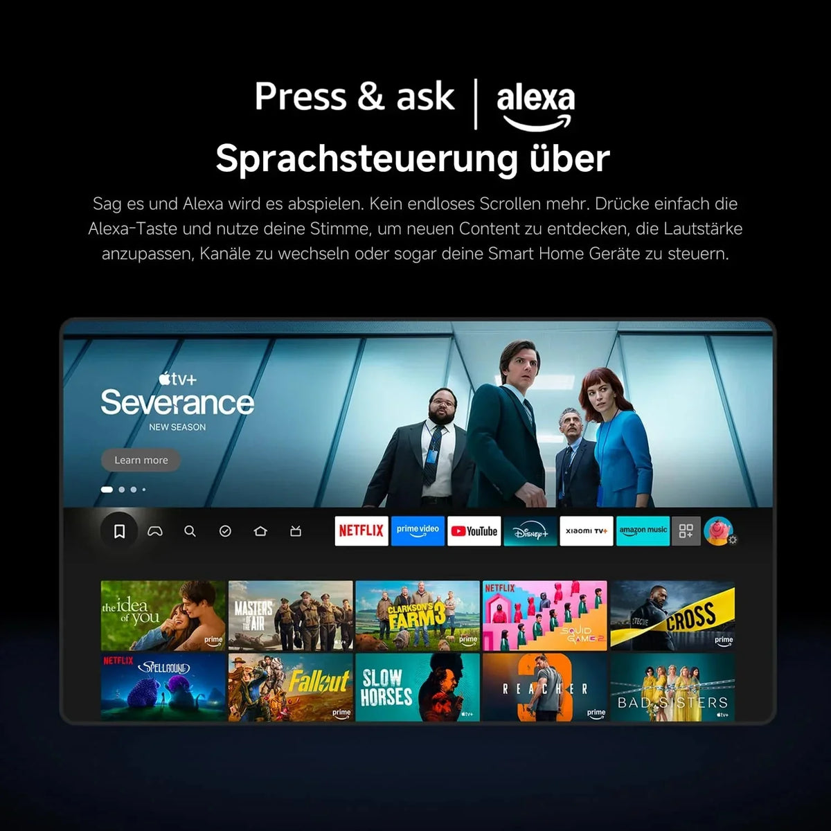 Xiaomi TV F 32. 32 Zoll (81 cm). HD. Smart TV. Fire OS7. Triple Tuner DVB-C/S/S2/T/T2. Dolby Audio . DTS Virtual:X. DTS-HD. Sprachsteuerung mit Alexa.