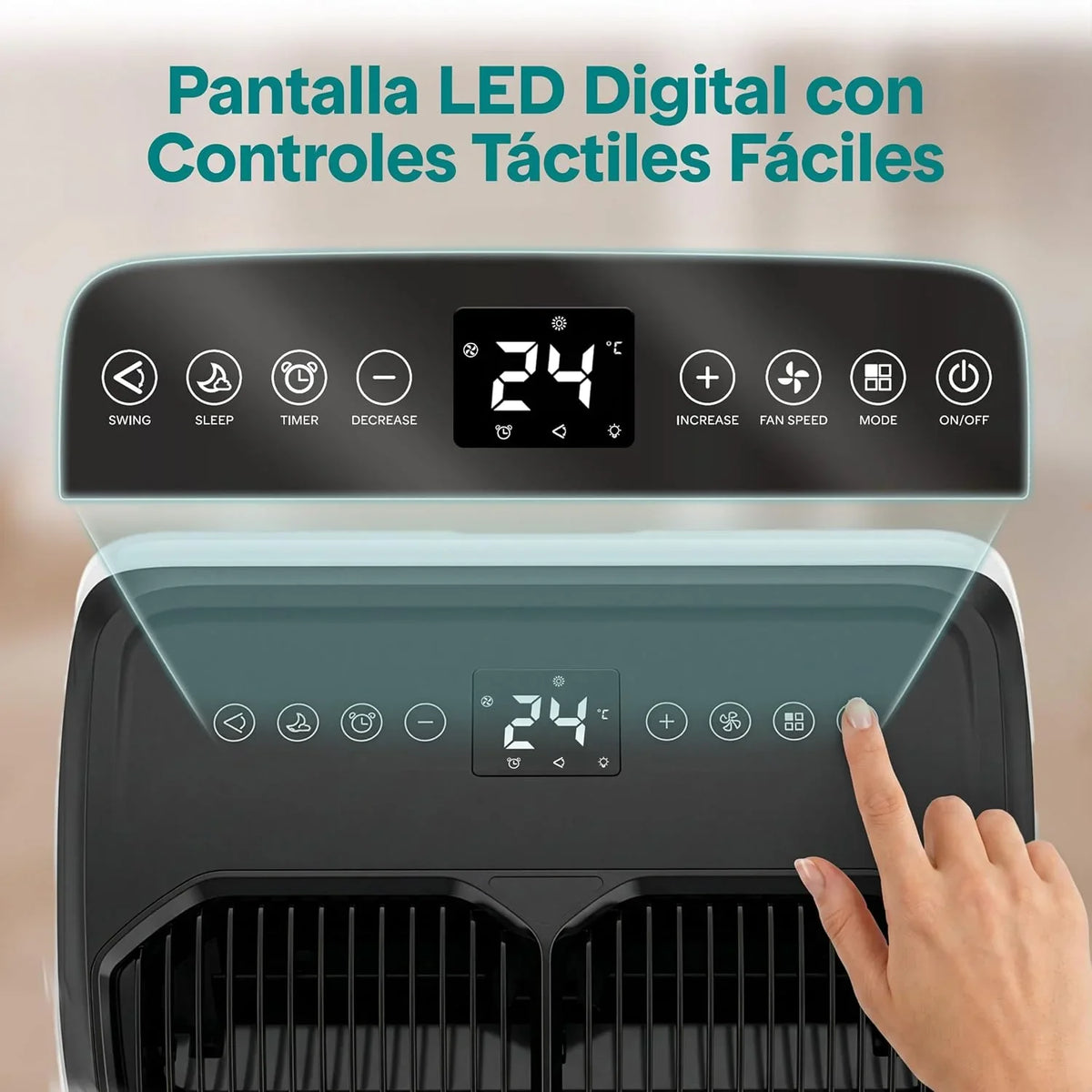 SereneLife Aire Acondicionado Portátil 14000 BTU con WiFi. Climatizador 3 en 1 Frío. Ventilación y Deshumidificador. Smart con Kit de Ventana. para